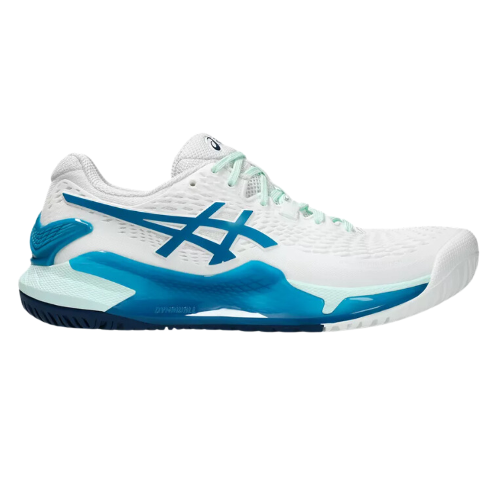 Asics Womens Gel Resolution 9 White Teal Blue