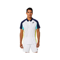 Asics Mens Match Actibreeze Polo Shirt- Brilliant White/Ice Mint image