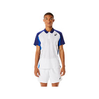 Asics Mens Match Actibreeze Polo Shirt -  Brilliant White/Dive Blue image