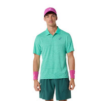Asics Mens Match Jacquard Polo Short Sleeved Top - Aurora Green image