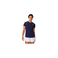 Asics Womens Court Piping Short Sleeve Shirt - Peacoat Blue  image