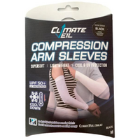 Climate Veil Compression Arm Sleeves - Cooling Arm Sleeve UV Protection - Black (Large) image