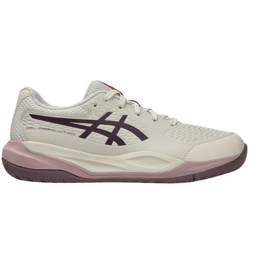 Asics Kids Gel Resolution X (GS) - Soft Oat/Dark Aubergine [Size : US - 1]
