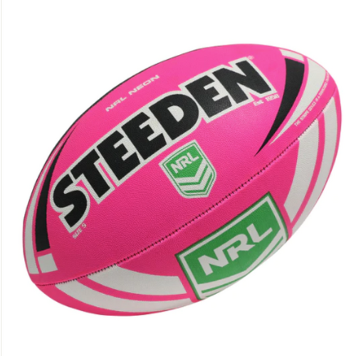 Steeden NRL Neon Supporter Ball - Pink/Black - Size 5