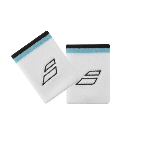 Babolat Logo Jumbo Wristbands - White/Estate Blue 