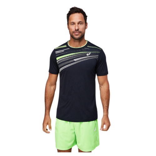 Asics Men's Court Graphic Short Sleeve Top - Black [Size: Small]