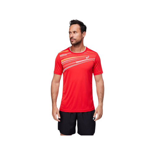 Asics Mens Court Graphic Short Sleeve Top - Red [Size: Small]
