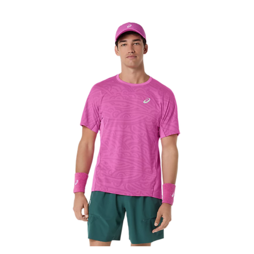 Asics Mens Match Jacquard SS Top - Digital Sakura [Size : US - Medium]