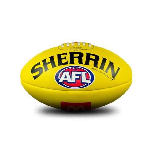 Sherrin Leather AFL Replica Game Ball - Yellow- Size 5 McDonalds