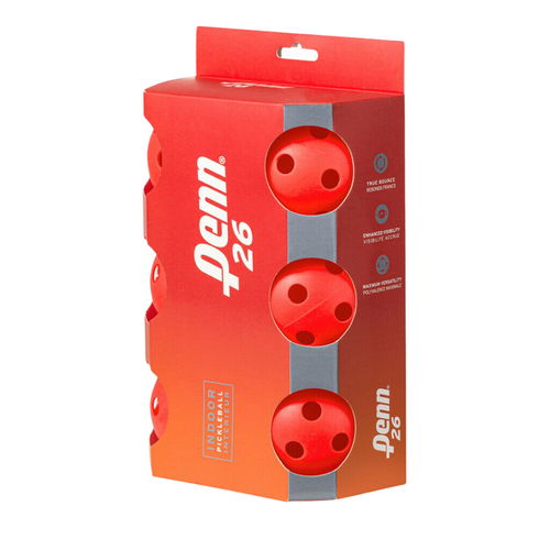 Penn 26 Indoor Pickleball Balls (6 Balls) - Red
