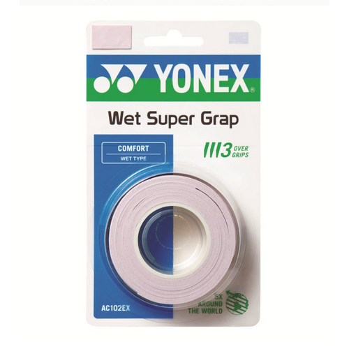 Yonex Wet Supergrap Overgrip 3 Pack - Mist Pink