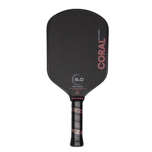 Six Zero Coral 16mm Elongated Pickleball Paddle - Black