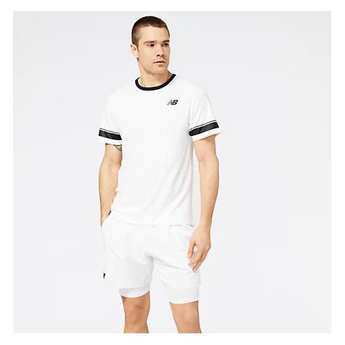 New Balance Mens Tournament Top - White/Black [Size : US - Small]