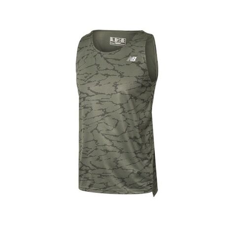 New Balance Printed Accelerate Men's Singlet Slate Green [Size: Large]