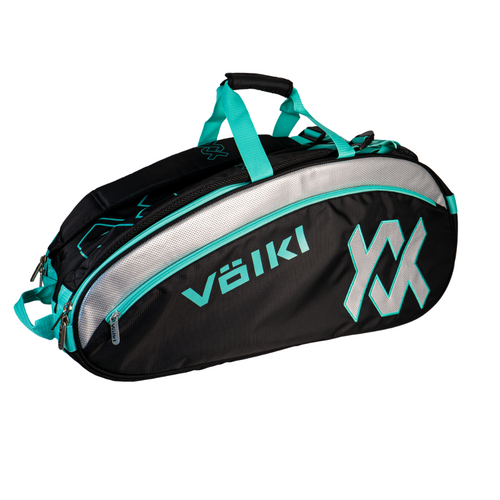 Volkl Tour Combi 6-9 Racquet Bag - Black/Turquoise/Silver