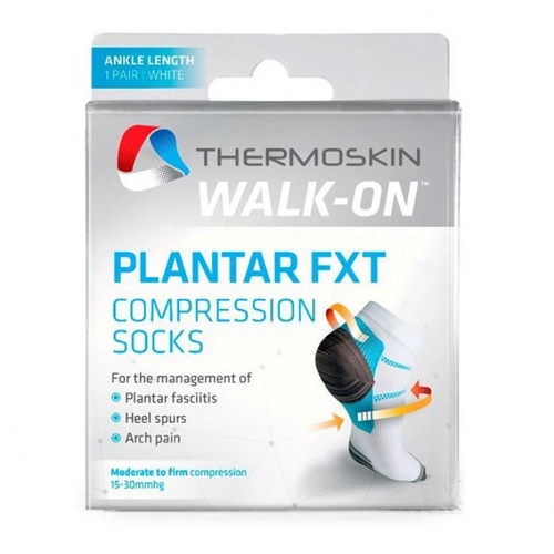 Thermoskin Walk-On Plantar FXT Compression Ankle Socks White [Size: Small]