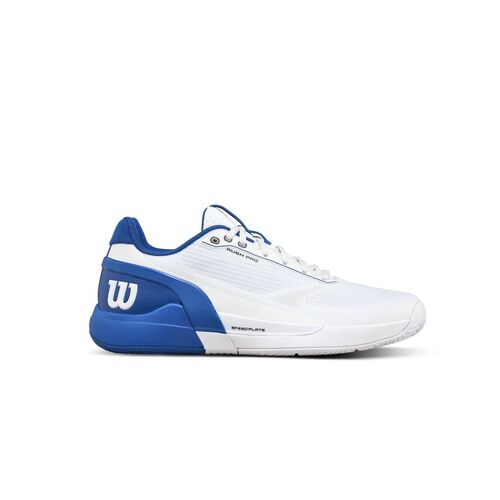 Wilson Mens Rush Pro 5.0 (AC) Tennis Shoes - White / Deja Vu Blue / Safety Yellow [Size : US - 7]